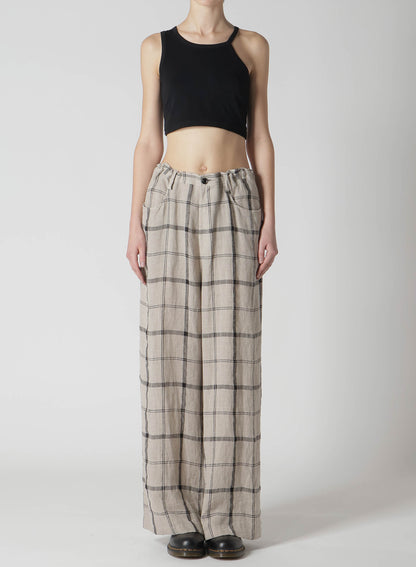 【1/23 12:00(JST) Release】LINEN/NYLON PLAID LONG STRAIGHT PANTS