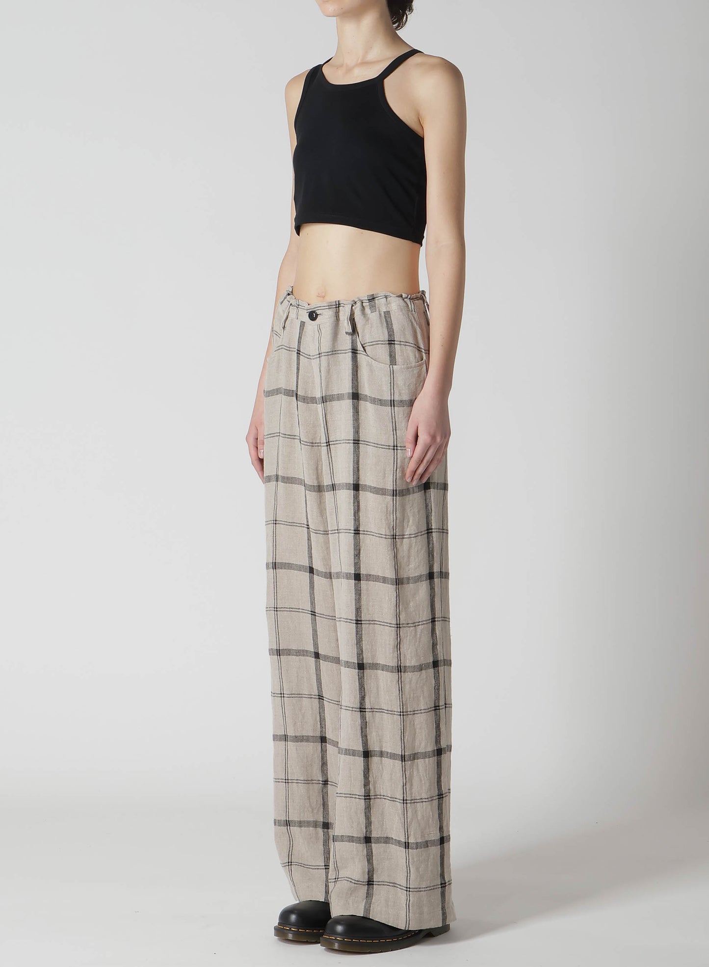 【1/23 12:00(JST) Release】LINEN/NYLON PLAID LONG STRAIGHT PANTS