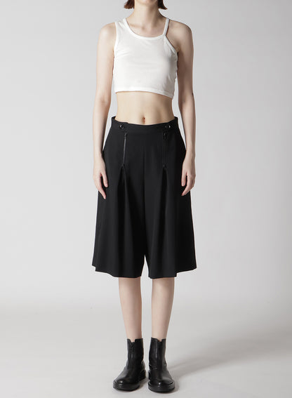 WOOL GABARDINE ZIP TUCKED SHORT PANTS