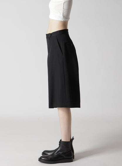 WOOL GABARDINE ZIP TUCKED SHORT PANTS