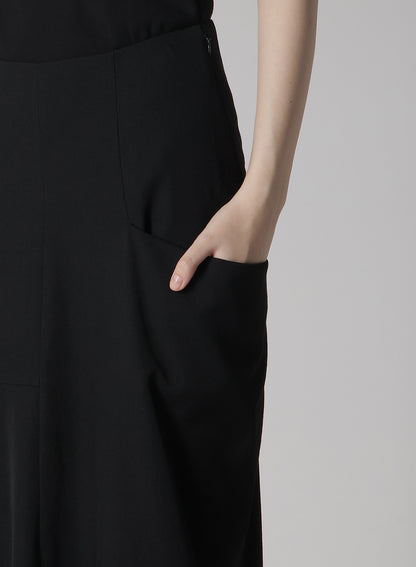 WOOL GABARDINE LEFT CLOTH SKIRT