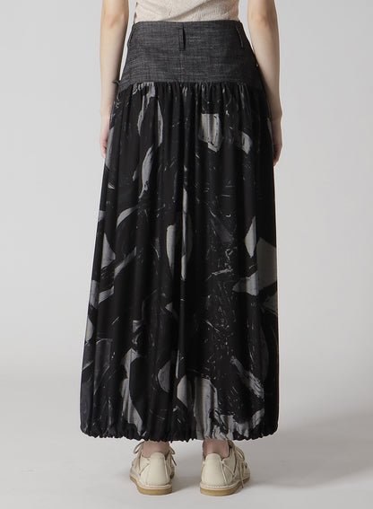 DENIM/CUPRO COMBINATION SKIRT