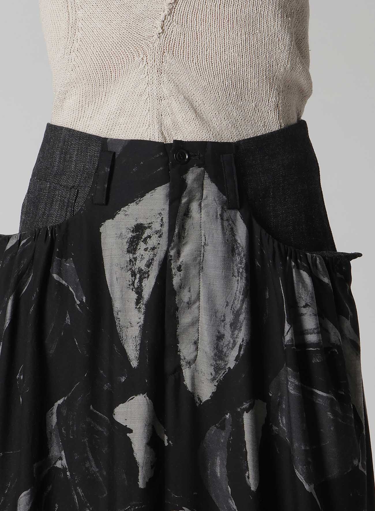 DENIM/CUPRO COMBINATION SKIRT