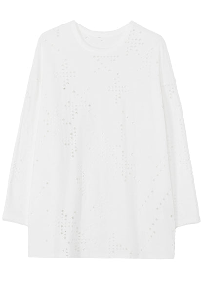 COTTON JERSEY HOLE DESIGN LONG SLEEVE BIG T
