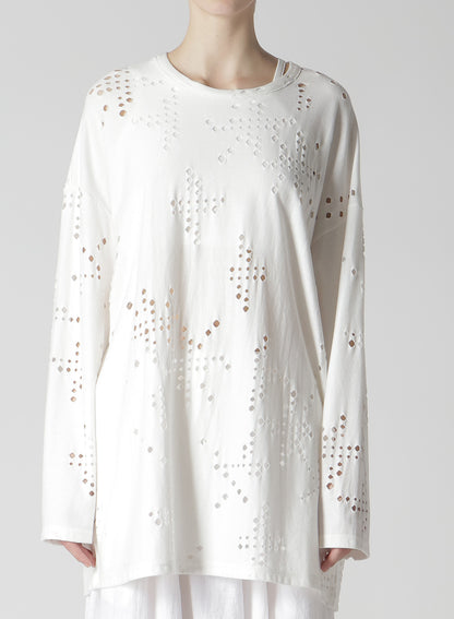 COTTON JERSEY HOLE DESIGN LONG SLEEVE BIG T