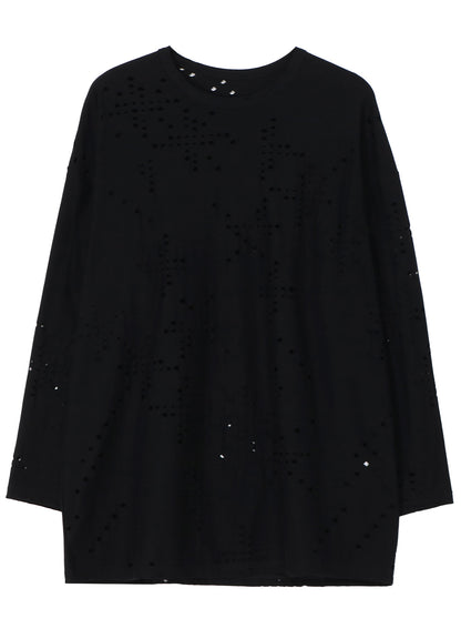 COTTON JERSEY HOLE DESIGN LONG SLEEVE BIG T