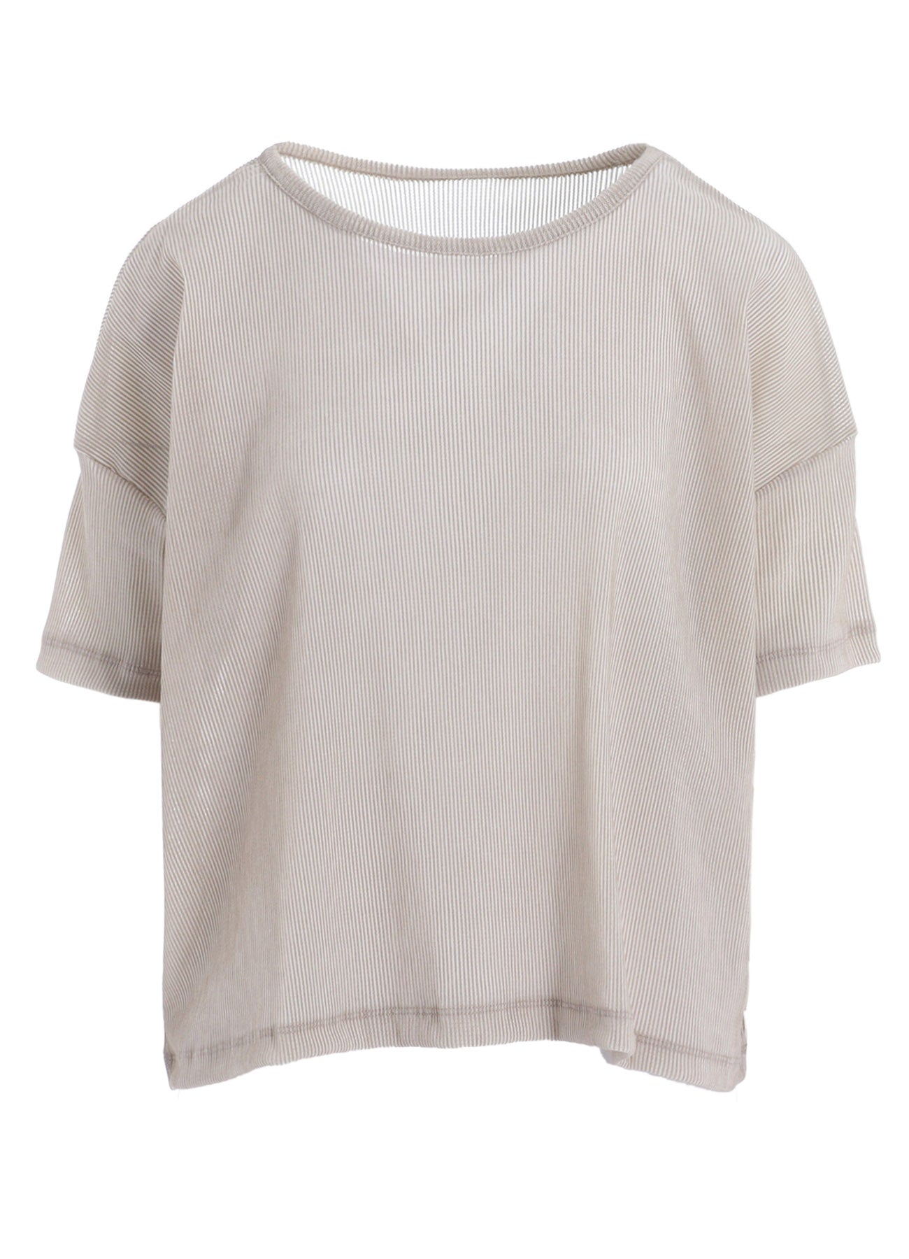 NY TULLE FLOCKED LOOSE ROUND NECK T