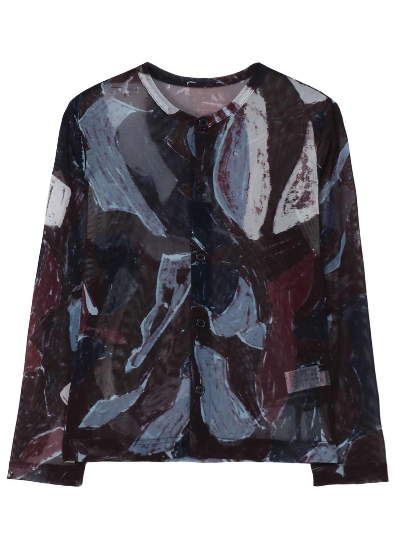 TULLE ABSTRACT PAINTING PATTERN LONG SLEEVE CARDIGAN