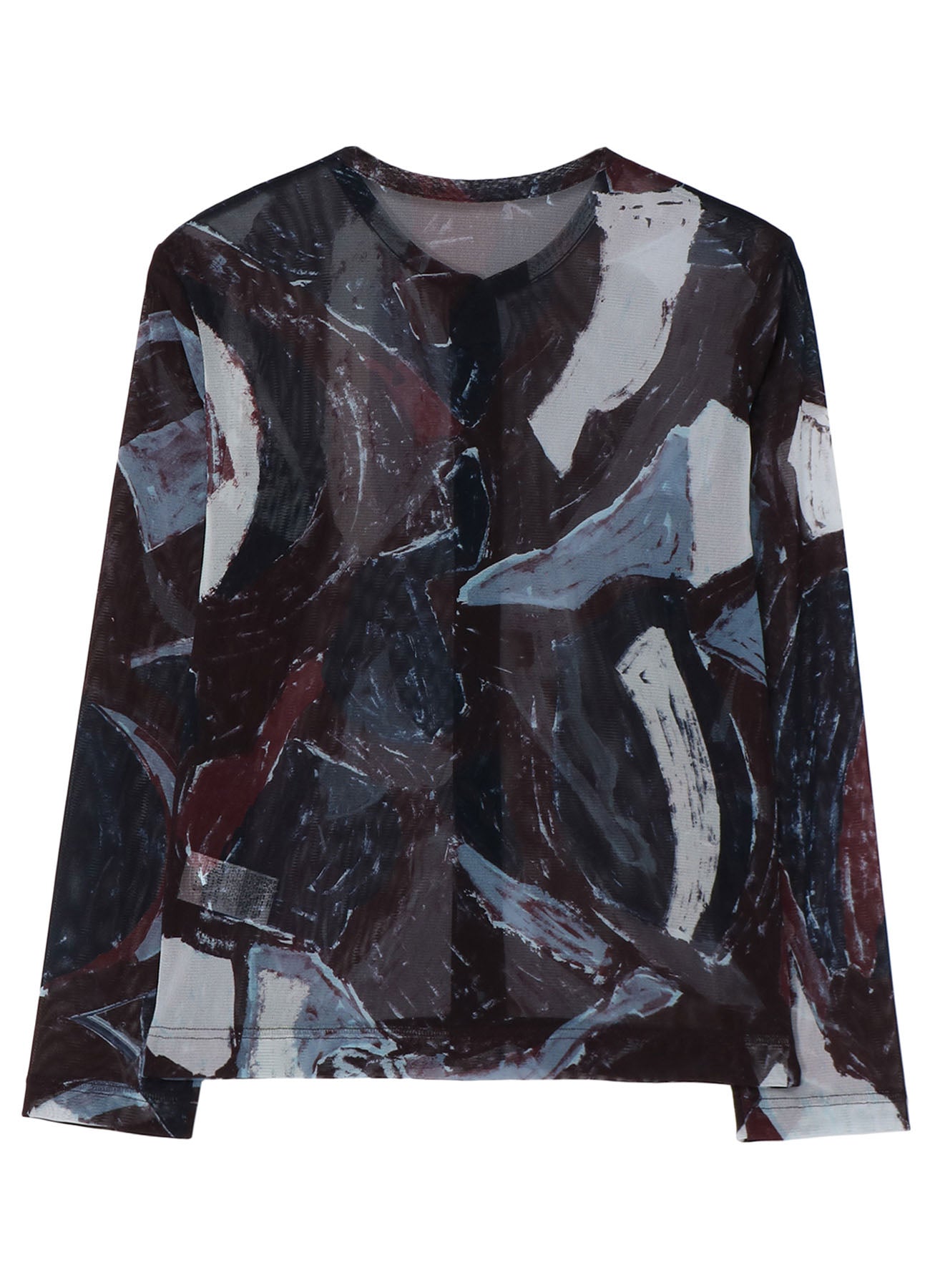 TULLE ABSTRACT PAINTING PATTERN LONG SLEEVE CARDIGAN