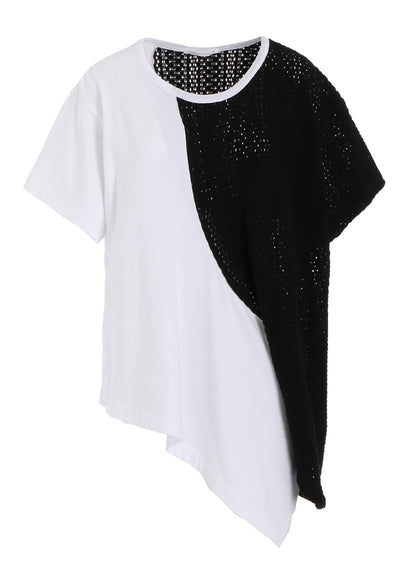 COTTON JERSEY/LACE DRAPE SHORT SLEEVE T