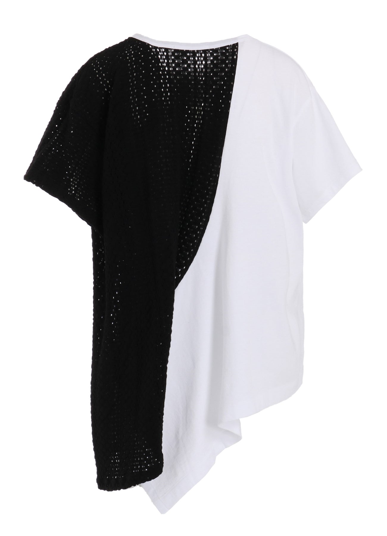 COTTON JERSEY/LACE DRAPE SHORT SLEEVE T