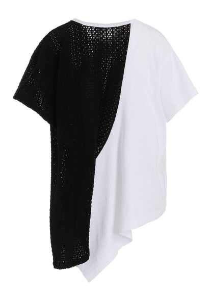 COTTON JERSEY/LACE DRAPE SHORT SLEEVE T