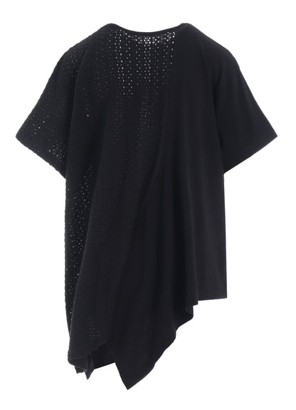 COTTON JERSEY/LACE DRAPE SHORT SLEEVE T