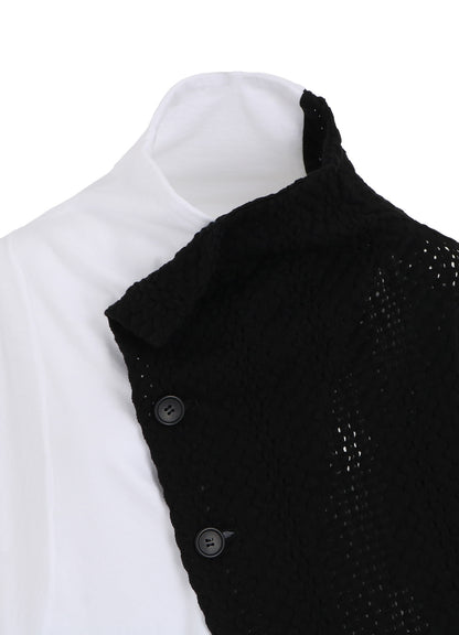 COTTON JERSEY/LACE OFF NECK 3BUTTON JACKET