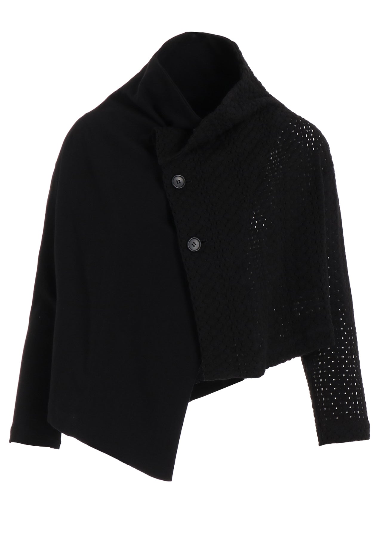 COTTON JERSEY/LACE OFF NECK 3BUTTON JACKET