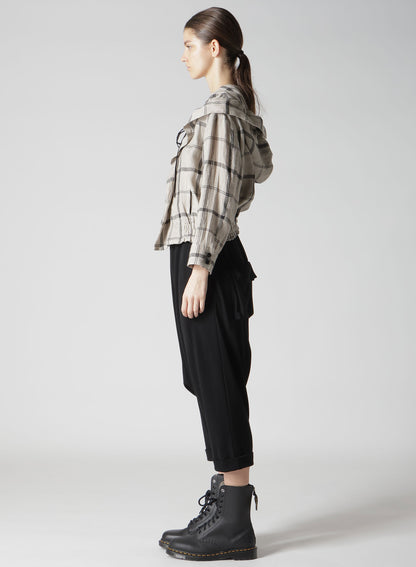 【1/23 12:00(JST) Release】LINEN/NYLON PLAID GATHERED BLOUSE