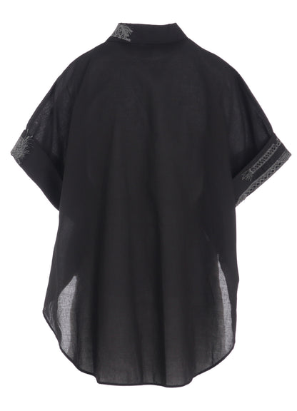 COTTON LAWN SHORT CUFFS BLOUSE