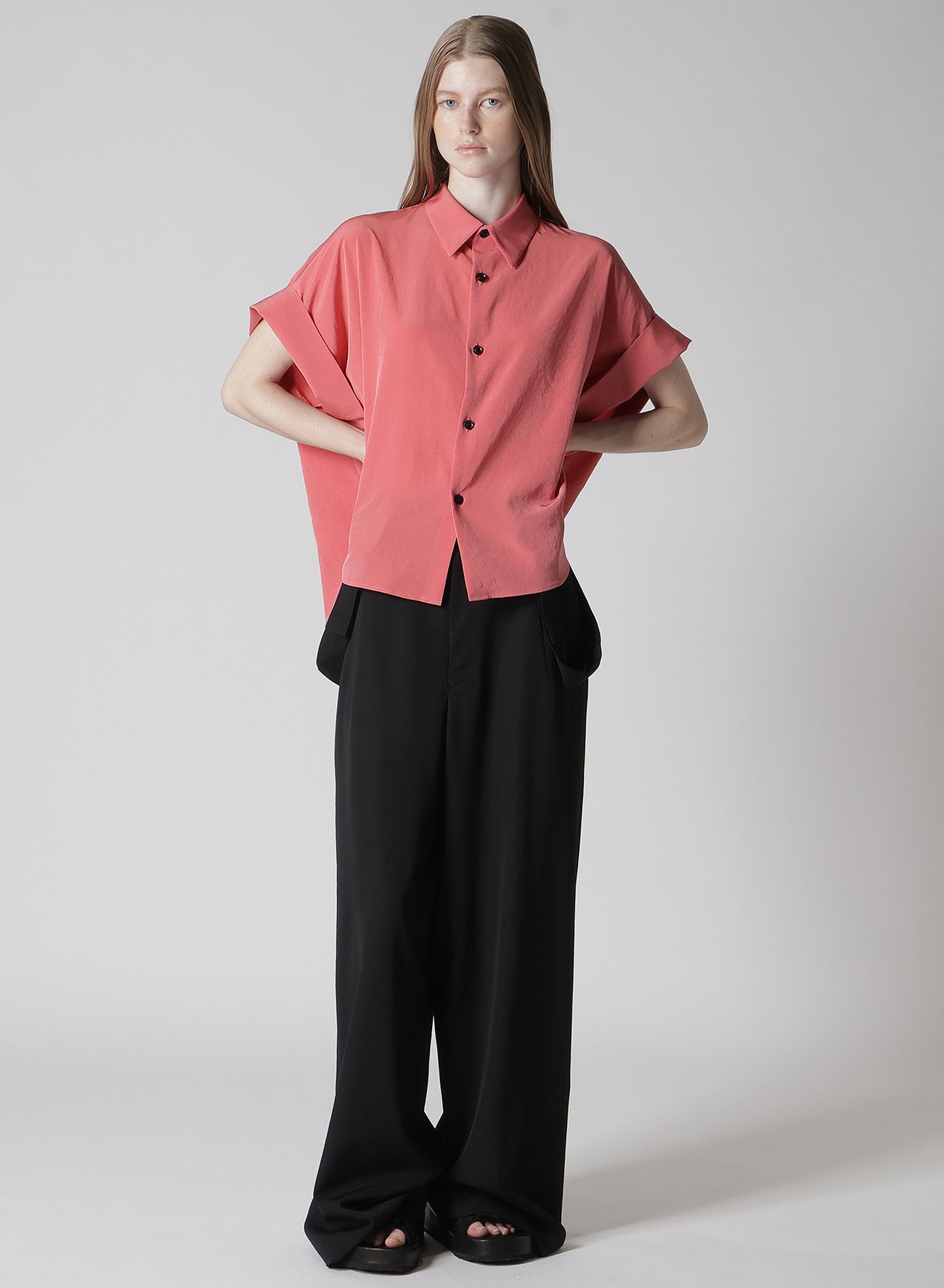TA/PE CREPE DE CHINE SHORT CUFFS BLOUSE