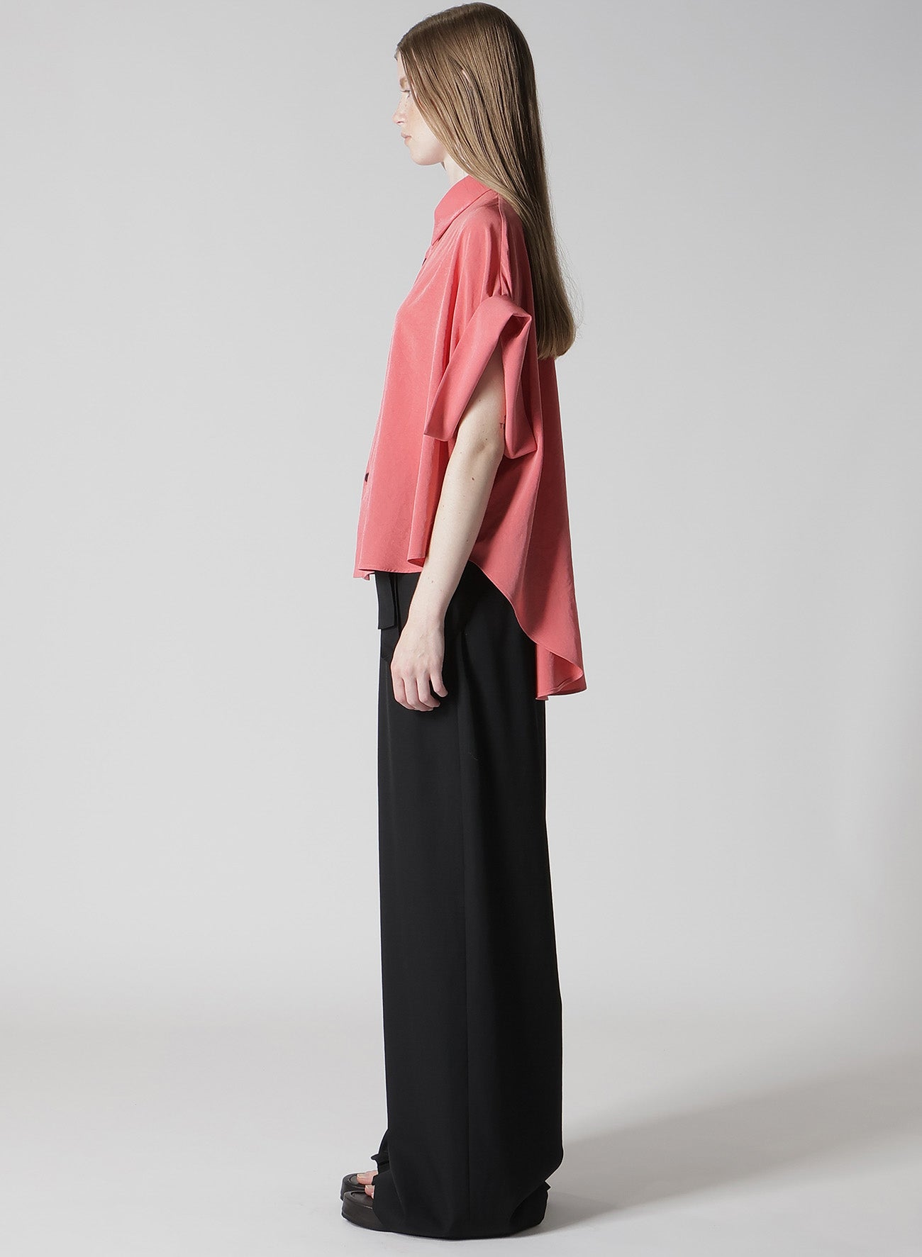 TA/PE CREPE DE CHINE SHORT CUFFS BLOUSE