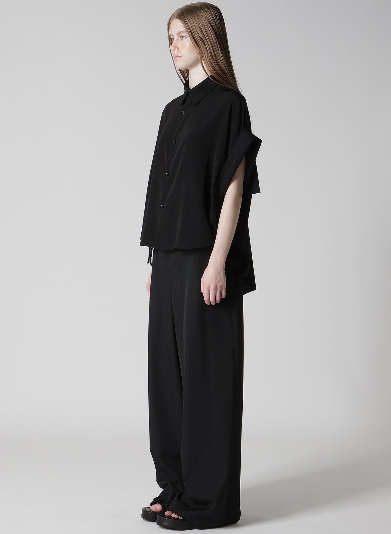 TA/PE CREPE DE CHINE SHORT CUFFS BLOUSE