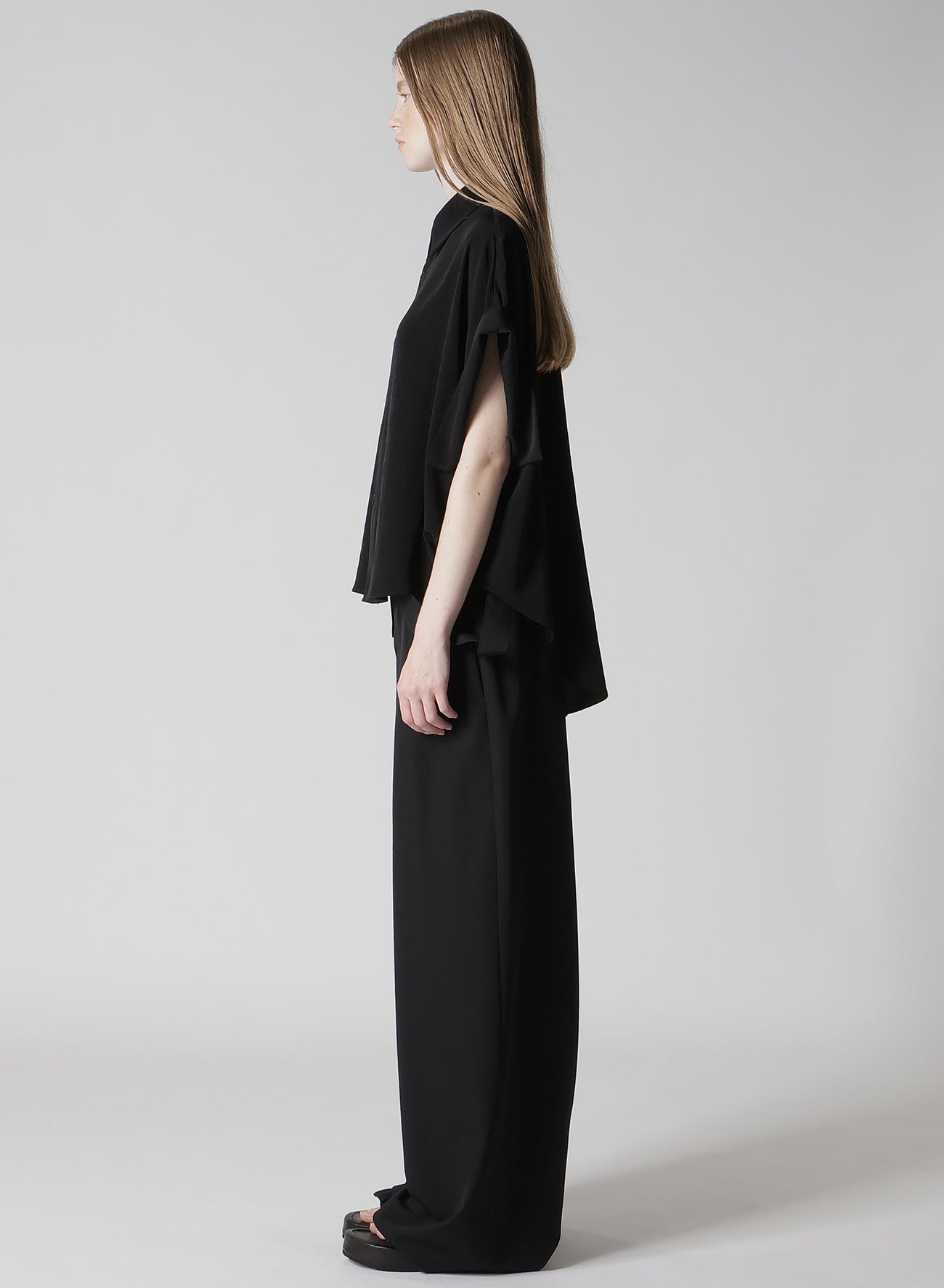 TA/PE CREPE DE CHINE SHORT CUFFS BLOUSE