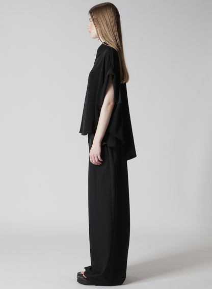 TA/PE CREPE DE CHINE SHORT CUFFS BLOUSE