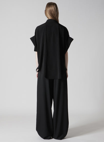 TA/PE CREPE DE CHINE SHORT CUFFS BLOUSE