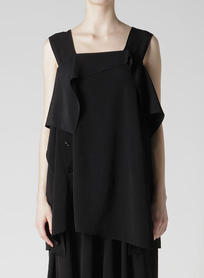 TA/PE CREPE DE CHINE FLARE SLEEVELESS BLOUSE