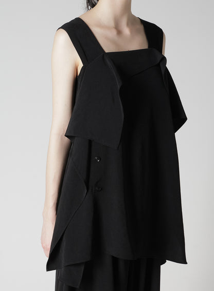 TA/PE CREPE DE CHINE FLARE SLEEVELESS BLOUSE