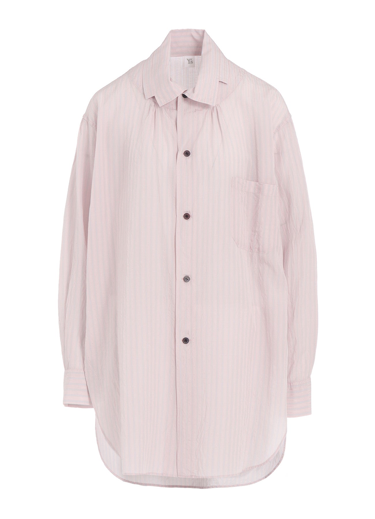CELLULOSE STRIPE SQUARE-COLLAR SHIRT