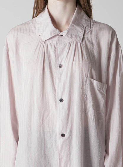 CELLULOSE STRIPE SQUARE-COLLAR SHIRT