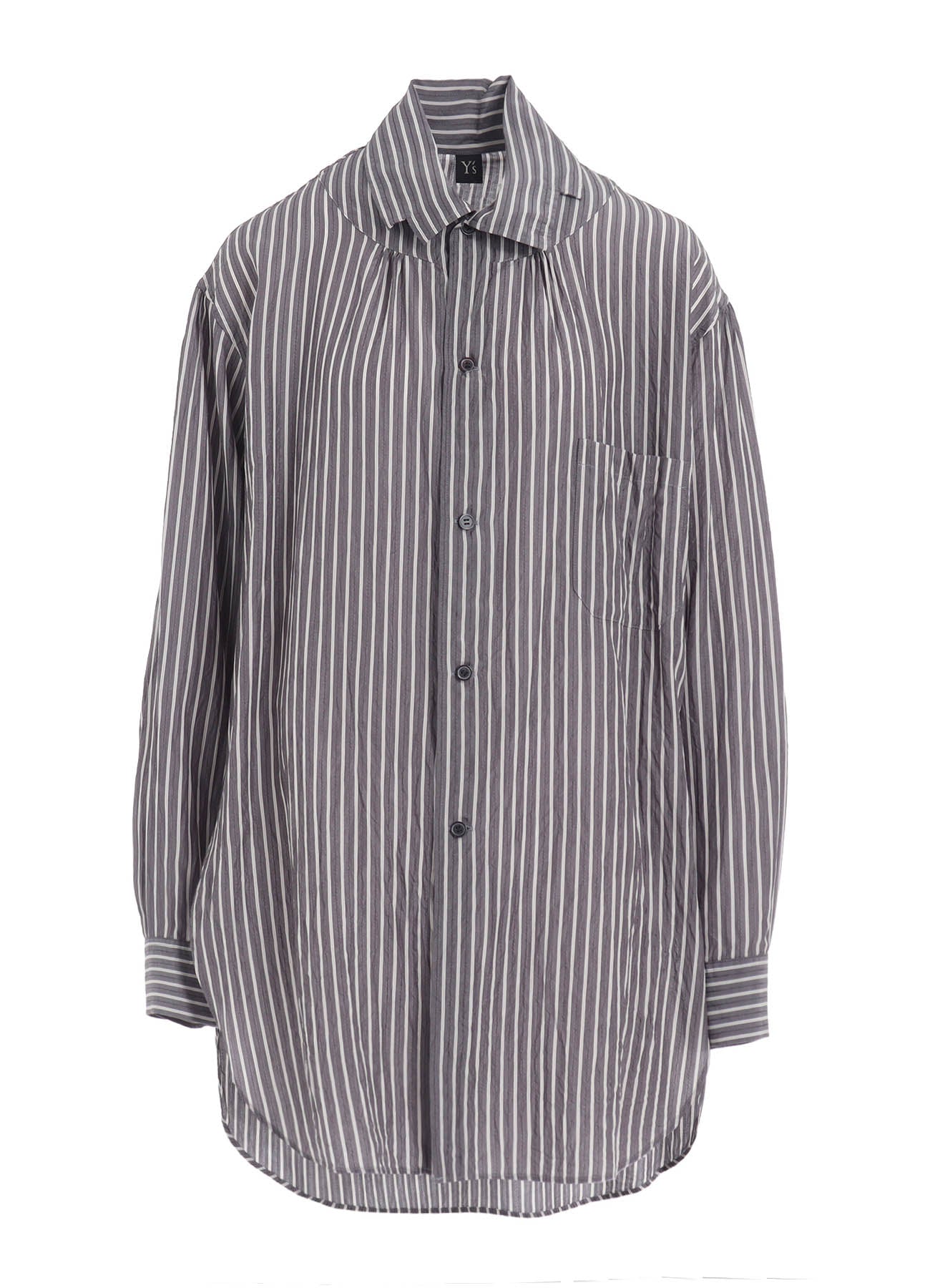 CELLULOSE STRIPE SQUARE-COLLAR SHIRT