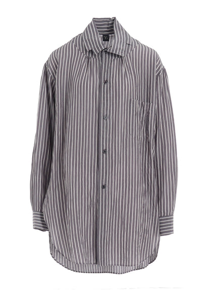 CELLULOSE STRIPE SQUARE-COLLAR SHIRT
