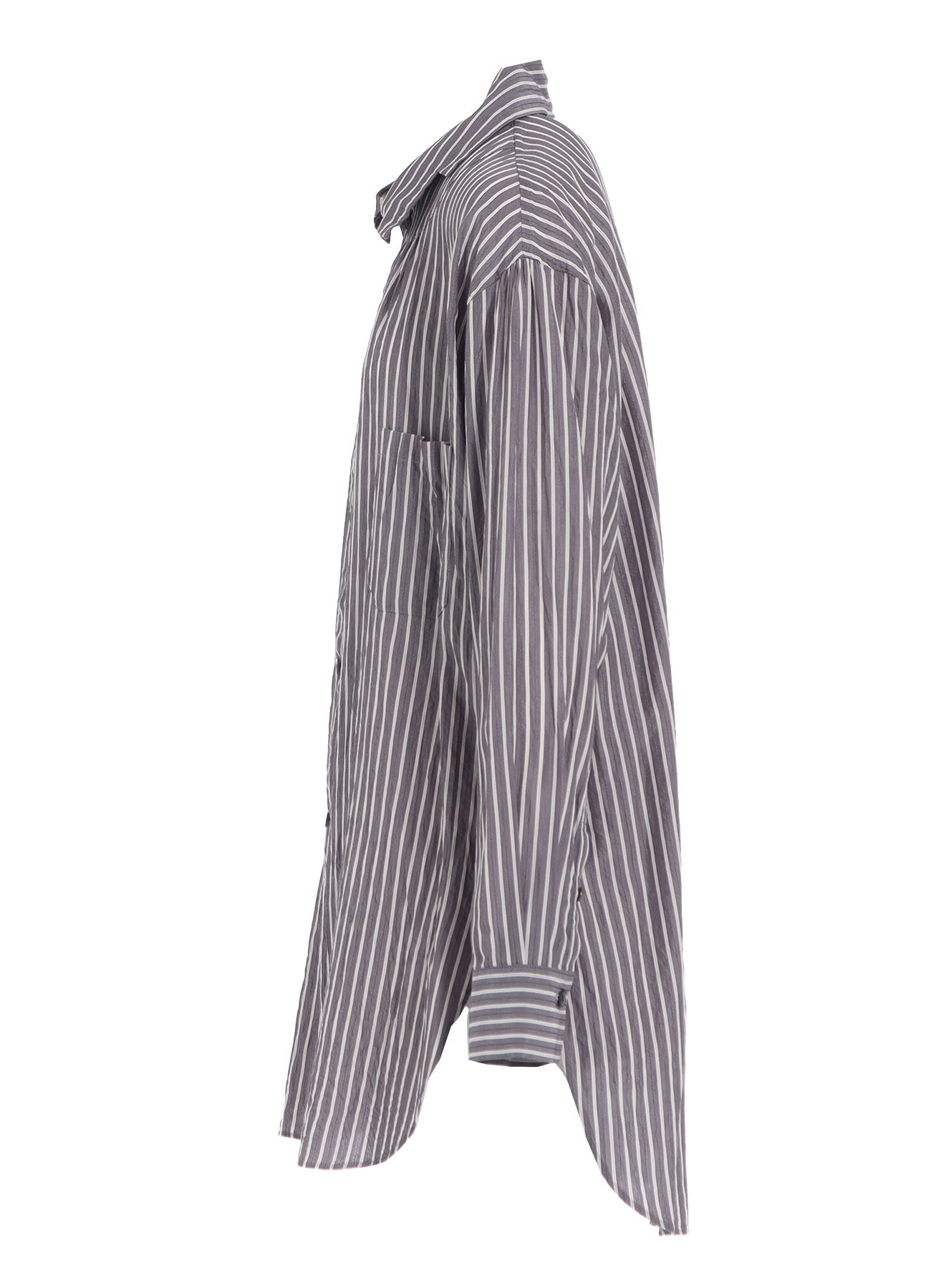 CELLULOSE STRIPE SQUARE-COLLAR SHIRT