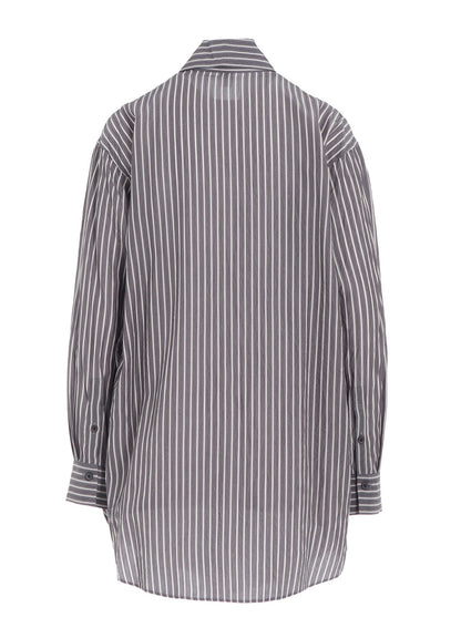CELLULOSE STRIPE SQUARE-COLLAR SHIRT