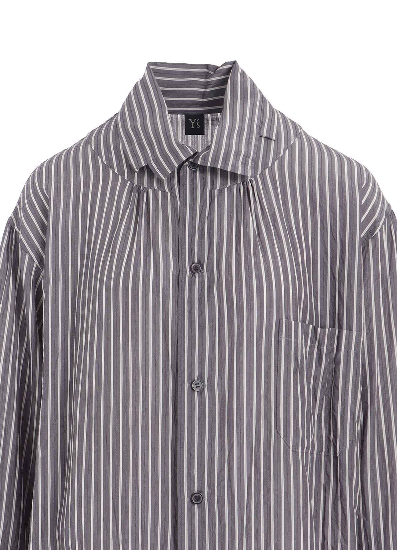 CELLULOSE STRIPE SQUARE-COLLAR SHIRT
