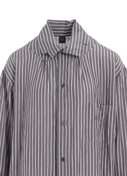 CELLULOSE STRIPE SQUARE-COLLAR SHIRT