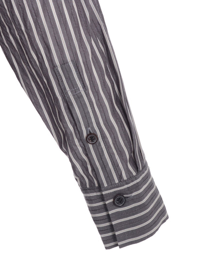 CELLULOSE STRIPE SQUARE-COLLAR SHIRT