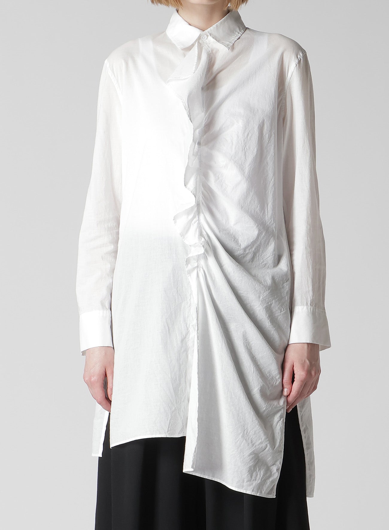 トップス COTTON BROAD ASYMMETRICAL FRILL SHIRT COTTON LAWN FRILL SHIRT – THE SHOP YOHJI YAMAMOTO