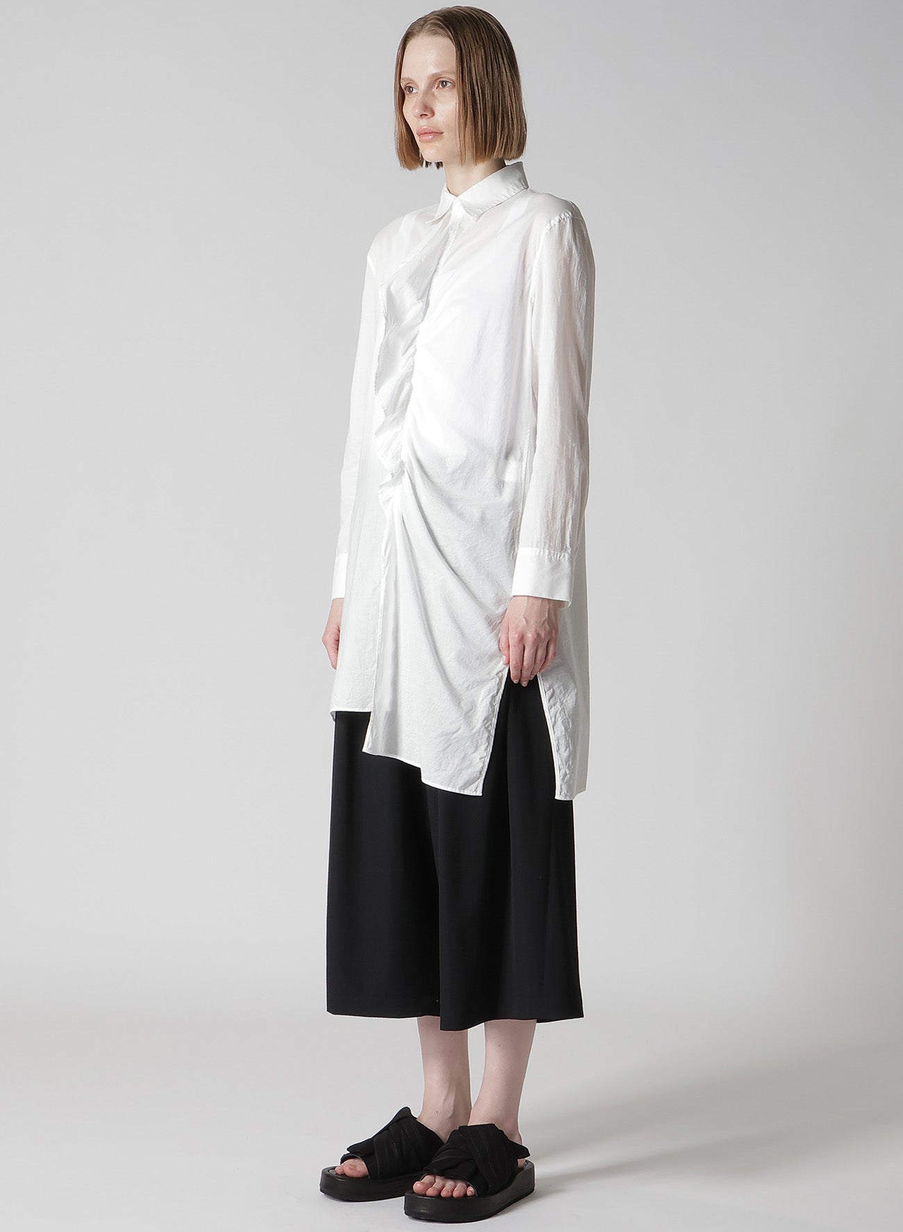 COTTON LAWN FRILL SHIRT