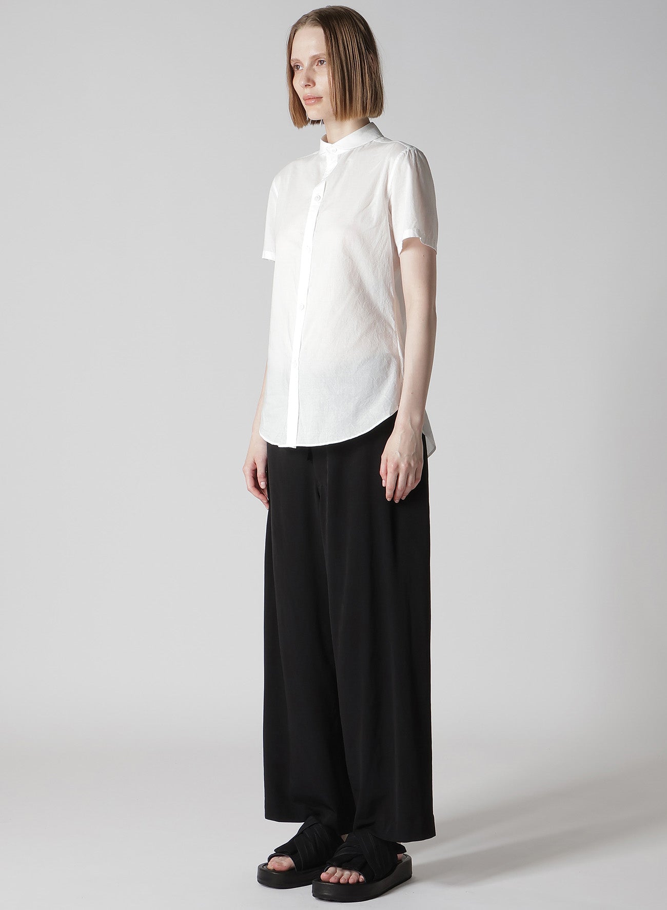 COTTON LAWN ROUND COLLAR SHIRT