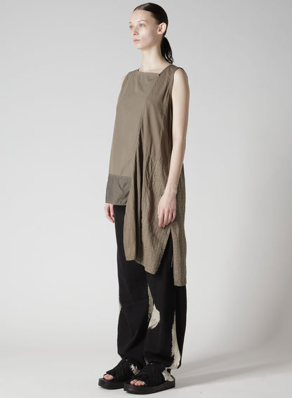 PATCHWORK ASYMETERIC SLEEVELESS BLOUSE