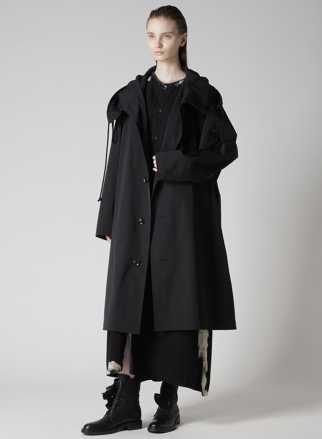 y's ワイズ　YQ-C01-100 コート PE TWILL WATER REPELLENT HOODIED COAT – THE SHOP YOHJI YAMAMOTO