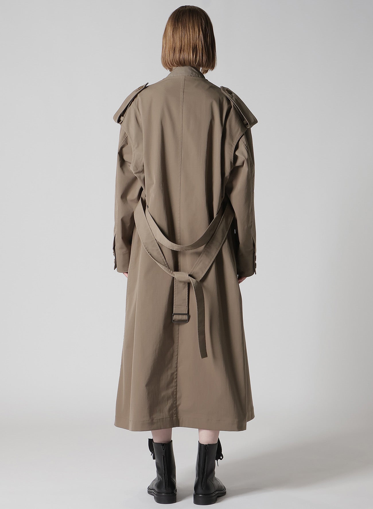 PE TWILL WATER REPELLENT COLLARLESS TRENCH COAT