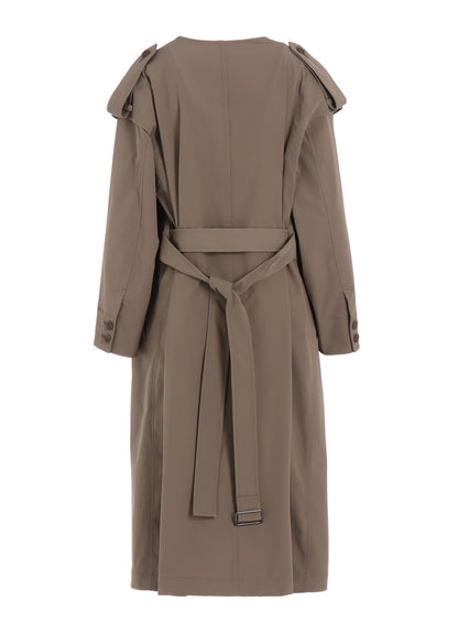 PE TWILL WATER REPELLENT COLLARLESS TRENCH COAT