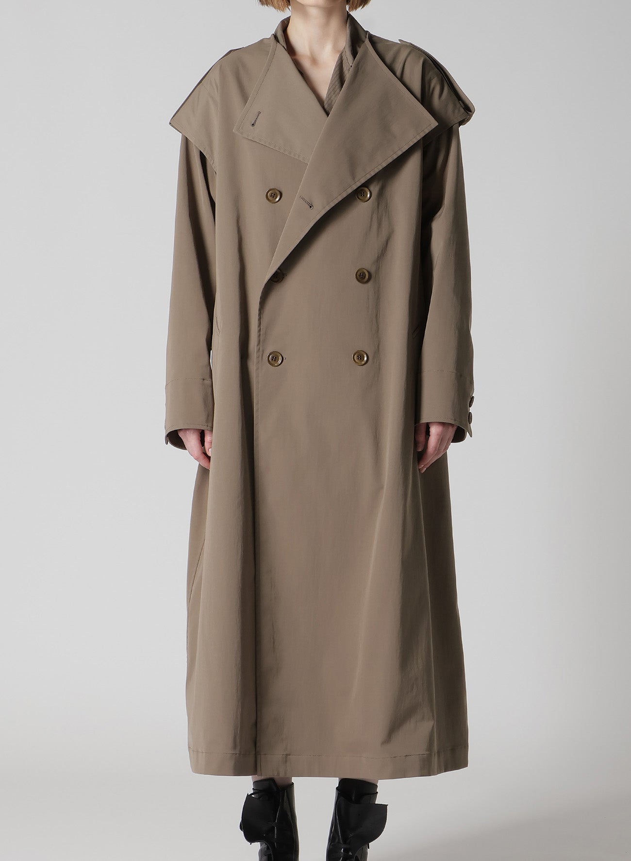 PE TWILL WATER REPELLENT COLLARLESS TRENCH COAT – THE SHOP YOHJI
