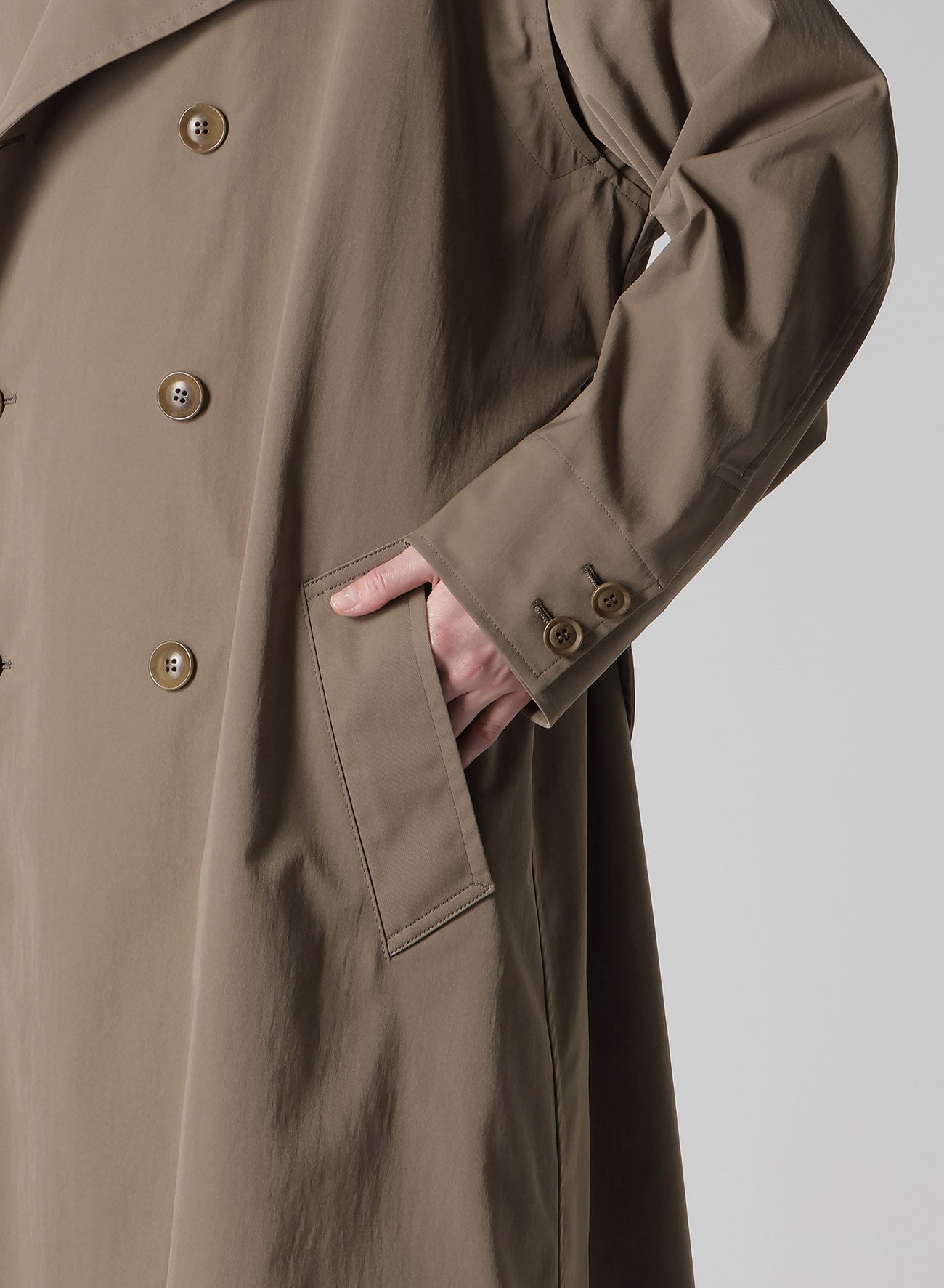 PE TWILL WATER REPELLENT COLLARLESS TRENCH COAT – THE SHOP YOHJI