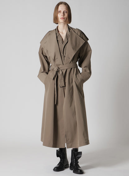 PE TWILL WATER REPELLENT COLLARLESS TRENCH COAT