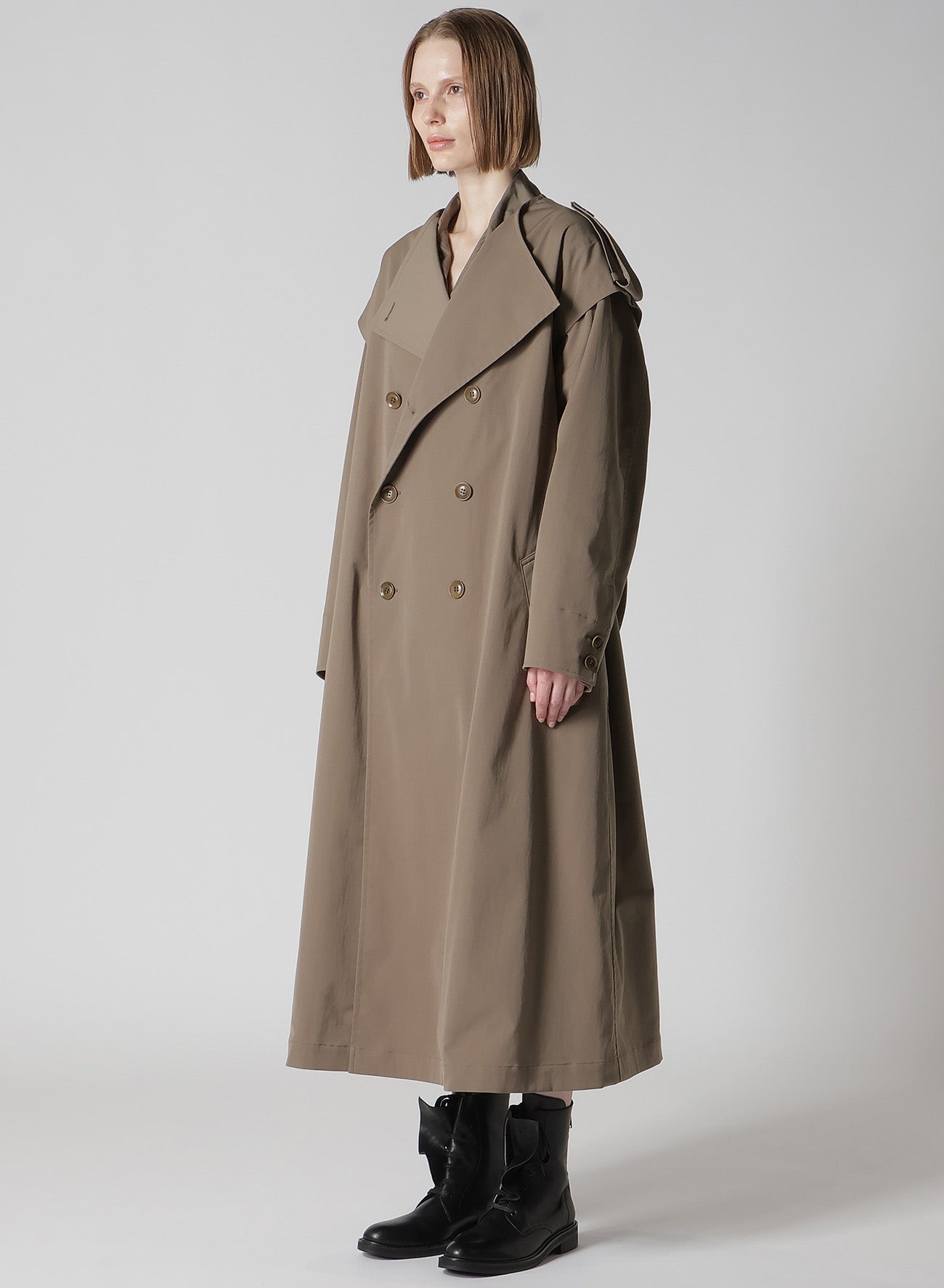 PE TWILL WATER REPELLENT COLLARLESS TRENCH COAT – THE SHOP YOHJI
