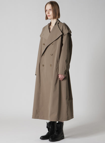 PE TWILL WATER REPELLENT COLLARLESS TRENCH COAT